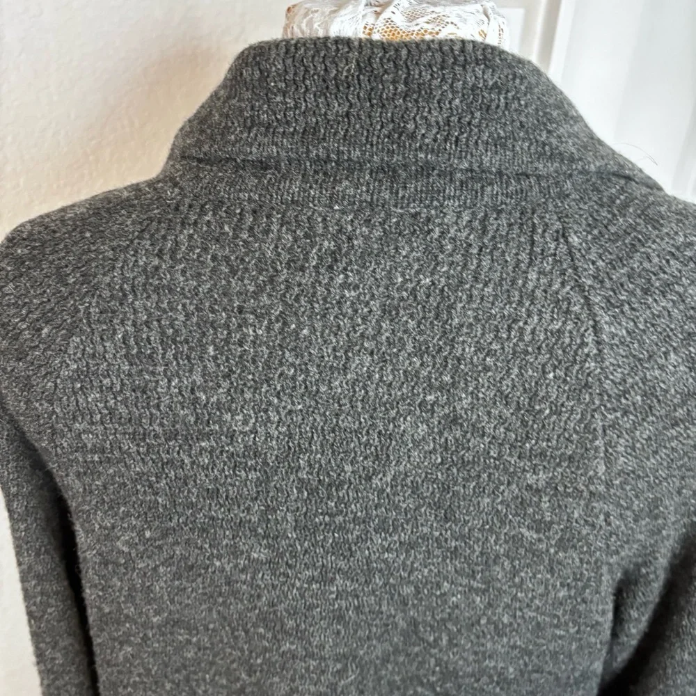 Women's Charcoal Gray Blazer‎ Long Line Cardigan  Wool Sweater